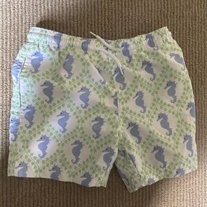 Stella Cove Blue and Green Seahorse Swim Trunks